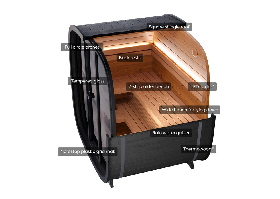 Leil Black Cube Outdoor Sauna Kit - Sauna Pro